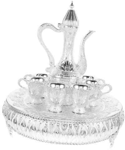 TOYANDONA Set Teiera Turca e Pentola Per Vino in Metallo Vintage 6 Bicchieri Da Vino Retrò Per Intrattenimento e Ambienti Raffinati