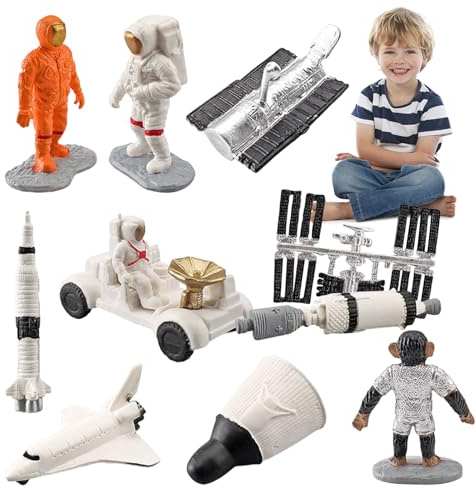 Set Modello Astronauta – PVC 10x5x5 Cm | Set Di Razzi Spaziali E Veicoli | Figure Di Astronauti Impermeabili, Giocattoli Educativi | Sett Figurine Ddi Astronauti In Miniatura Per La Raccolta Domes