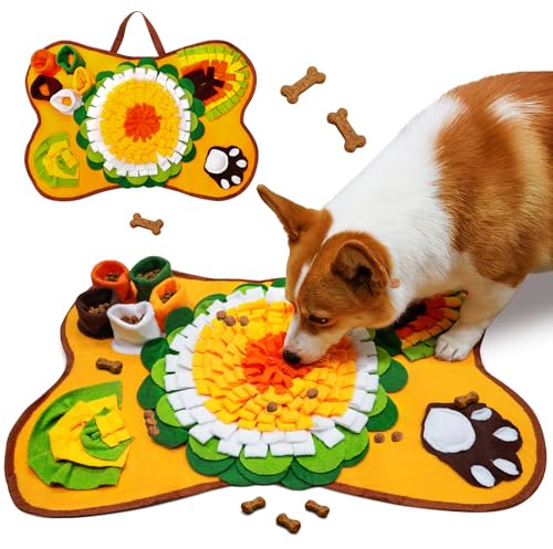 Alfombra Olfativa Perros 64x43cm, Manta Olfativa Perro Portátil Plegable,Lavable a Máquina Juguetes Perros Interactivos,Alfombra de Alimentación Lenta para Entrenamiento de Forrajeo Antiestrés,Naranja