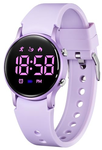 Montre numérique pour enfants, garçons et filles, avec podomètre, sans application, alarme vibrante, chronomètre et calendrier, montre numérique rechargeable pour enfants, adolescents, pour l'école