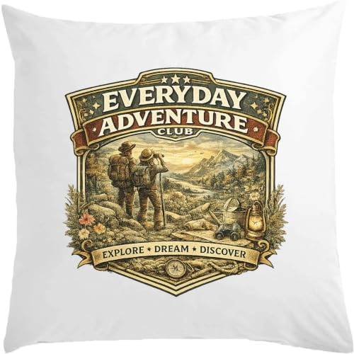 Scenisk utomhusutforskning och äventyrsklubb vit kudde 40 x 40 cm med fyllmedel vit