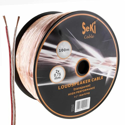 Cavo per altoparlante, 2 x 0,75 mm², 100 m, trasparente, CCA