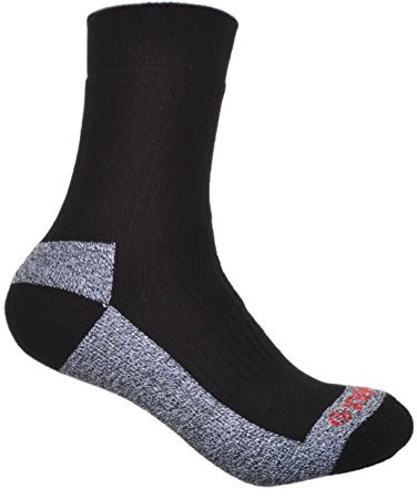 2 Pairs of Thick Cotton Coolmax walking Socks Cushioned Foot, Black, Large 8-11