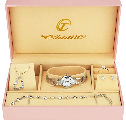 Caja de Regalo Reloj Mujer - Juegos de Joyas- Collar-Anillo- Pendientes