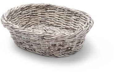 HENDI Corbeille à pain et à fruits, ovale, porte pain, panier rangement, panier a pain, à fruits, plateaux de service, présentoir pour pain, fruits, légumes, 250x190x(H)65mm, gris clair, polypropylène