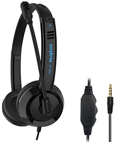 RMFC 3.5mm PC Headsets with Microphone Noise Cancelling Mic & Audio Controls for Mobile Phone Laptop PC Tablet, Wired Stereo Computer Headphone Headset Earphone for Office, Call Center, Online