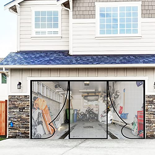 Magnetic Garage Door Screen 16 x 7 ft for 2 Car Garage Heavy Duty Door Screen Curtain for Garage Door Easy to Install, Hand Free