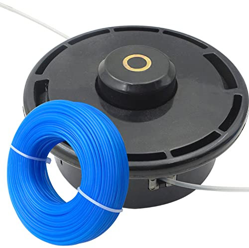 Zeqeey Left Thread Replacement Garden Grass Trimmer Strimmer Head M10 x 1.25 with 50m 1.6mm Round String Line, Model F