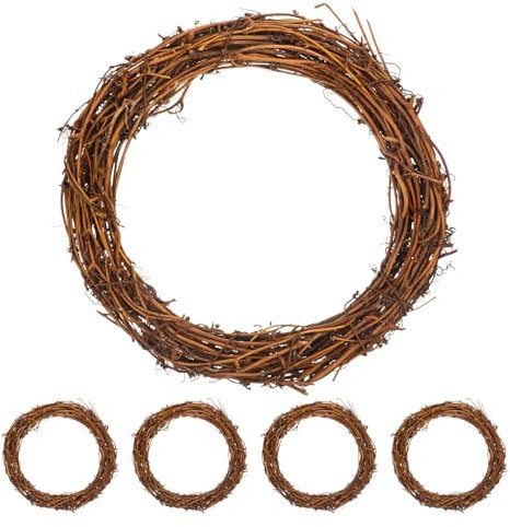 Operitacx 5 Stück 20 cm natürliche Kränze, Rankenkranz, Kranzherstellung, Rattan-Kranz für DIY-Weihnachtsbasteln, Haustür, Wandbehang, Hochzeits- und Party-Dekorationen