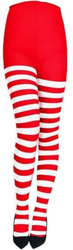 AOVNA Medias de Halloween a rayas opacas para mujer, Rojo Y Blanco