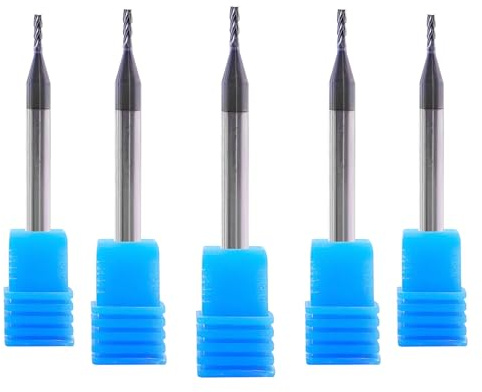 ARMOUR TOOLING – 1.5mm Tungsten Carbide End mill Set – 4 Flute Sharp Corner Cutter – 5 Pack – CNC Milling Tool - for Alloy Steels - Milling Cutter - For Roughing And Finishing – (4mm shank)