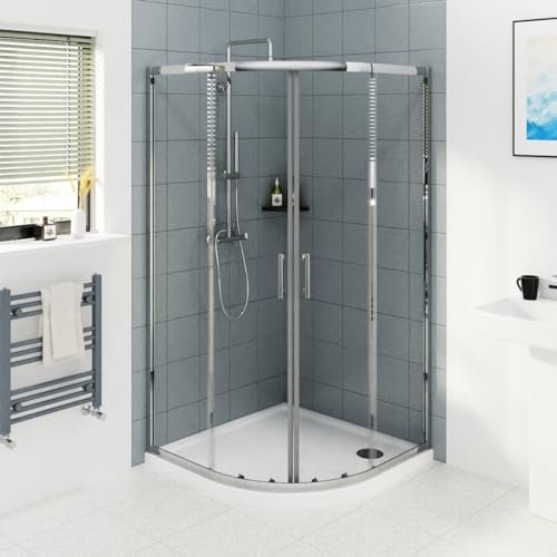 NRG 900 x 900mm Chrome Framed Quadrant Shower Enclosure Sliding Door 6mm Easy Clean Glass