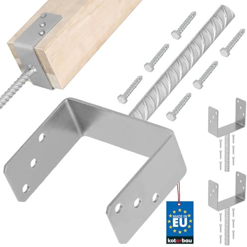 KOTARBAU® 2 x Support De Poteau En U De 151 Mm Galvanisé Pour Ancrage En Béton | Support Poteau À Enfoncer | Support Poteau Bois | Pied Poteau | Fixation Poteau Bois | Pied De Poteau À Sceller