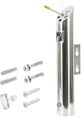 Cenicero de Pared Cerrado Anti Olor, Cenicero para Exteriores, Cenicero de Acero Inoxidable, Cenicero de Pared con Cerradura para Terraza, Restaurante, Hotel