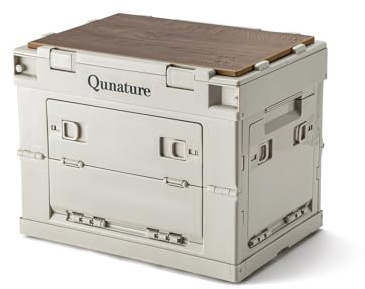Qunature Caja de Almacenamiento Plegable con Tapa Cajas de Camping Almacenaje Organizadoras Accesorios de Camping al Aire Libre para Acampar, Jardín, Viajar, Familia 26L/30L/ 55L/ 60L