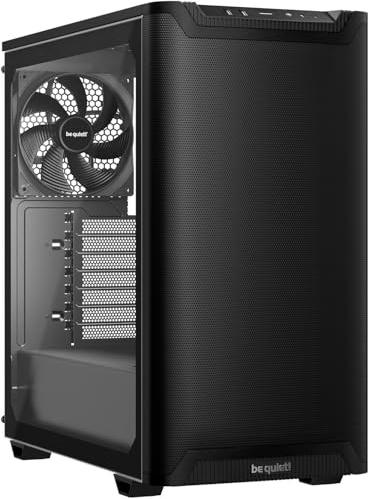 be quiet! Pure Base 501 Airflow Window Black PC case, 2 preinstalled Pure Wings 3 140mm PWM fans, extraordinary air pressure, compact case, vertical graphics card installation, USB 3.2 Gen. 2 Type C