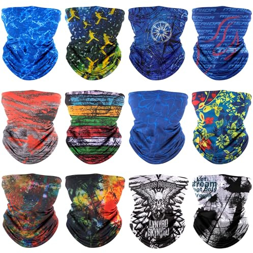 Multifunktionstuch Schlauchschal, 12pcs Elastische Bedrucktes Halstuch Kopftuch Stirnband, Nahtlose Headwear Bandanas Sports Halstuch UV Residenz für Yoga Laufen Wandern Motorrad