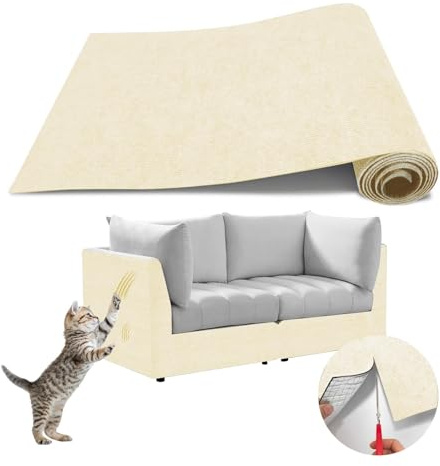 Frundoo Tappeto Tiragraffi Gatti, Tappetino Tiragraffi Autoadesivo per Gatti, DIY Climbing Cat Scratcher, Protezione Divano Graffi Gatto, Adatto per Divani, Pareti e Mobili (Bianco caldo, 200 x 40 cm)