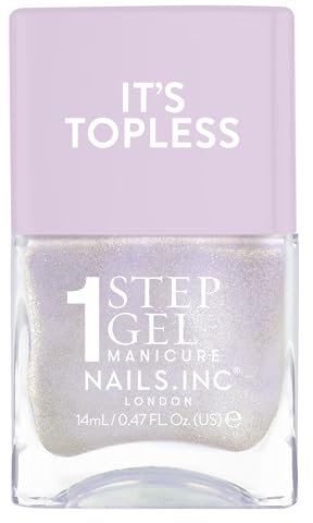 Nails Inc It's Topless Gel-Like Nail Polish, 4-in-1 Base Coat, Treatment, Colour & Top Coat, Long Lasting, Strong, Chip Free Nails, Glossy Salon Quality Manicure, Air Dry Nail Polish, Halle, 14 ML