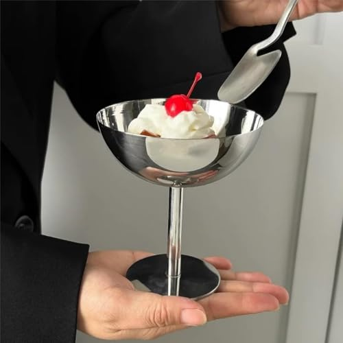 Tissting Ciotole per Gelato, Coppette in Acciaio Inossidabile Multifunzionali con Design Moderno Bevande Fredde Dessert Ciotoline Monoporzione Gelati Yogurt Snack per Feste Uso Quotidiano Famiglia
