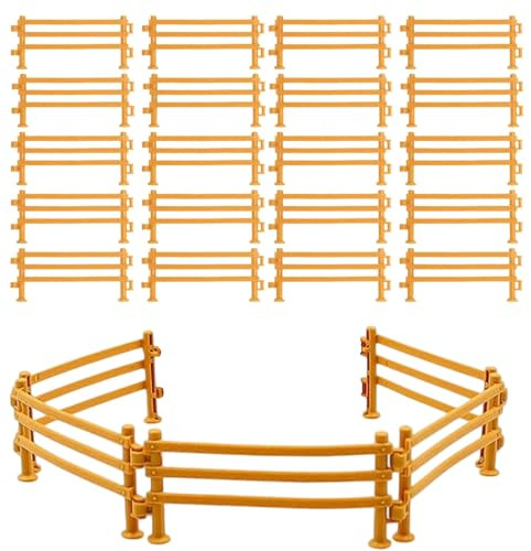 HSLXBY 60 Stück Pferdezaun Spielzeug, Kunststoff Farm Zaun, Corral Fechten Panel Zubehör, Miniatur Zaun Bauernhof Spielzeug, DIY Pferd Corral Fechten Zubehör, Kinder Pädagogisches Geschenk