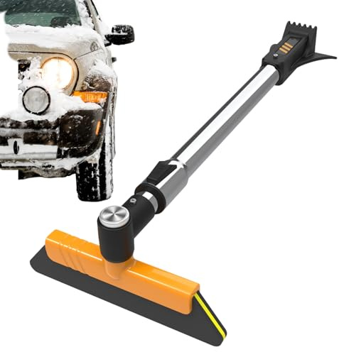 SVCEQZE Rascador de Hielo para Automóvil, Escobilla para Nieve de Camionetas con Raspador, Herramienta Extensible con Rotación 360 Grados para Deshielo y Limpieza de Parabrisas y Ventanas de Automóvil