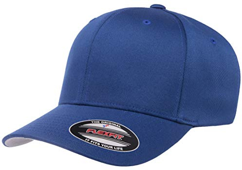 Flexfit Men's Wooly Combed Twill Fitted Baseball Cap, Royal, Small-Medium