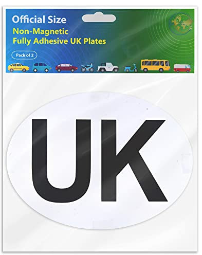 The Wise Traveller UK Car Stickers for Europe - Pack of 2 Non-Magnetic UK Car Sticker, Fully Adhesive, Easy to Attach and Remove without Scratching