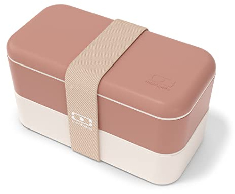monbento - Bento box MB Original Moka - Boîte Repas à Compartiments - Lunch box Hermétique 2 étages - Idéal pour Travail/Ecole - Sans BPA - Durable et Sûr - Made In France - Rose