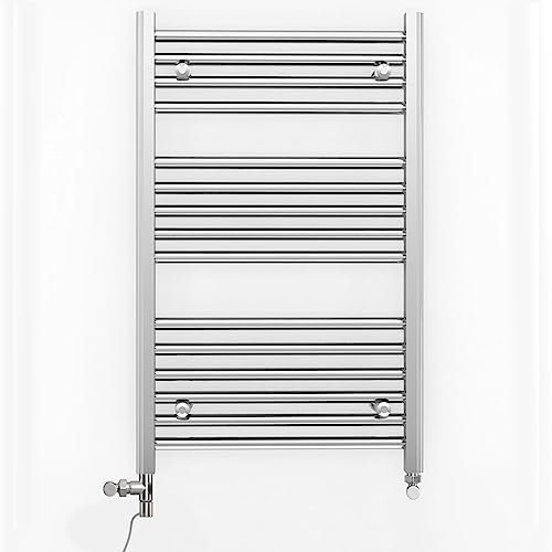 Myhomeware 500mm Wide Chrome Dual Fuel Electric Radiator Bathroom Towel Rail Radiator With Thermostatic and Standard Electric Element UK (500 x 800 mm (h), Standard Electric Element)