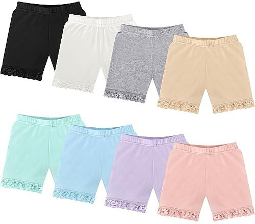 Boyiee 8 Pack Girls Shorts Toddler Bike Dance Gymnastics Yoga Safety Active Under Dress Shorts(2-3 Years,Morandi Color)