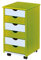 Inter Link – Rollcontainer – Rollcontainer mit 6 Schubladen – Bürocontainer - Rollschrank – Rollwagen – Schubladenkommode - Massiv Kieferholz – Grün/Weiß – BxTxH: 35x39x66 cm