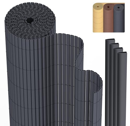 PVC Sichtschutzmatte Sichtschutzzaun 90 x 300 cm Privatsphäre Wetterfest für Garten, Balkon und Terrasse, Sichtschutz mit Strukturierte Oberfläche, Balkonumrandung mit Kabelbindern & Abdeckung