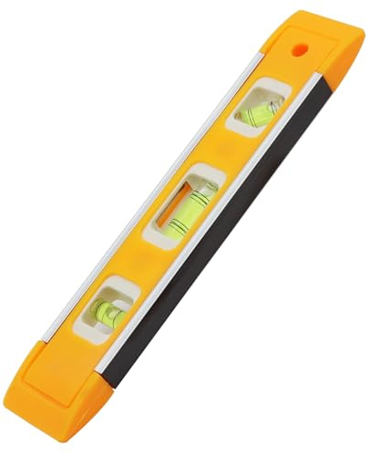 VOSSOT Mini Niveau a Bulle de 23 cm, Niveau Torpedo Aluminum Magnétique avce 3 Fioles Réversibles Antichocs (45°, 90°, 180°) pour un Usage Professionnel Bricolage Camping-Cars Gadgets pour Caravanes