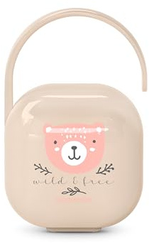 Suavinex, Boîte à Tétine pour Bébé, Capacité pour 2 Sucettes, Pochette - Étui Résistant, Facile à Nettoyer, Anse Flexible pour Accrocher au Sac, Poussette ou Berceau, +0 Mois, Wild&Free Rose