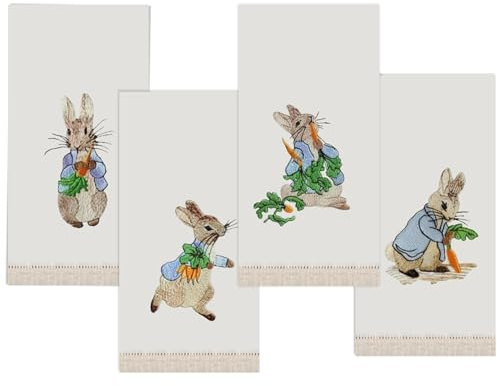 Stxy's Easter Bunny Paper napkins - Embroidered Carrot Easter disposable hand towels for bathroom Peter Rabbit decorative dinner napkins for decoupage, baby shower, assorted variety paper napkin set