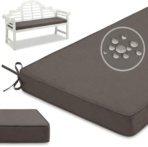 PTKG Outdoor Kissen Wetterfest Unterseite Antirutsch Sitzkissen Stuhl Pflegeleicht Sitzunterlage Outdoor Wasserfest für Fensterbank,Schuhbank,Esszimmerbank,GartenmöBel,Grau,100x50x5cm