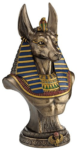 Veronese Ancient Egyptian Jackal God Anubis Bronze Finished Bust Statue