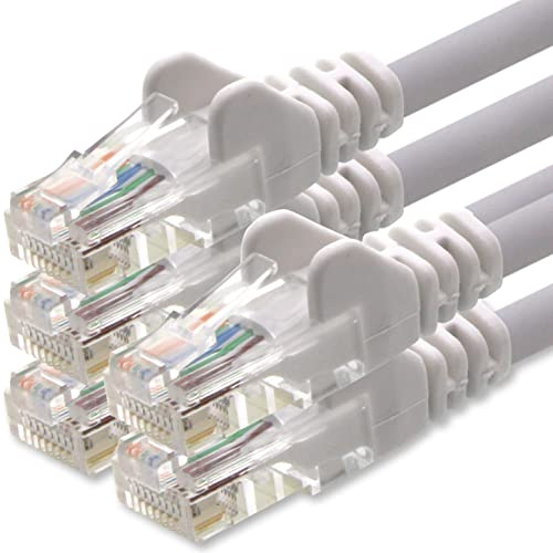 1aTTack.de Netzwerkkabel Cat.6 - weiß - 5X - 0,5m - (Set) - CAT6 Ethernet Kabel Lankabel 1000 Mbits Patchkabel