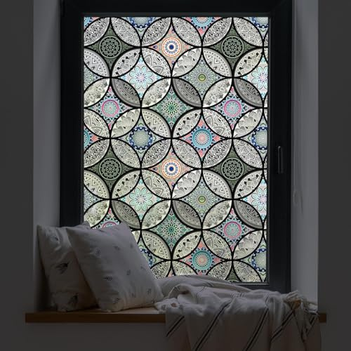 dktie Fönsterfilm vinyl icke-självhäftande integritetsfilm, färgat glas fönsterfilm för badrum duschdörr värme cotrol anti-UV, 90 x 200 cm