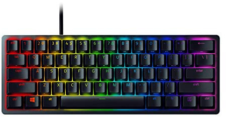 Razer Huntsman Mini 60 Percent Wired Optical Clicky Switch Gaming Keyboard with Chroma RGB Backlighting, PBT Keycaps, Mechanical Keyboards for PC Gaming Computer - Classic Black (Renewed)