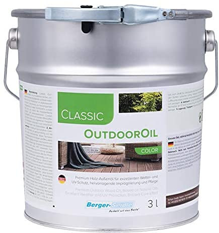 Palatina verkstad ® bergssilke utomhusolja, djupimpregnering för utomhusbruk, 1 eller 3 liter, perfekt träskydd för terrassen eller trädgårdsmöblerna (3 liter, eldstad)