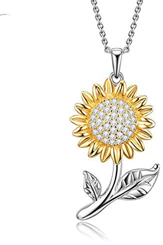 HMOOY Collana Girasole, Collane Margherita Girasole Placcate Oro Collana You Are My Sunshine Collana Con Ciondolo Fiore Adorabile Gioielli Girasole Per Donne Ragazze (argento)