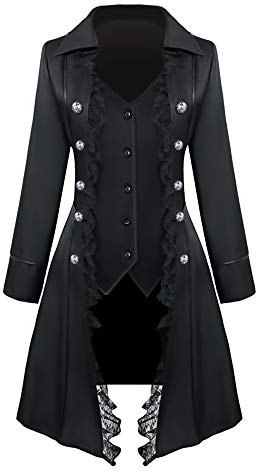 Feynman Steampunk jacka, gotisk kappa med spets, barock, viktoriansk, trippad, vintage, medeltida, jacka, uniform