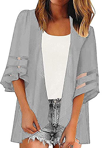 OUKIN Women Chiffon Kimono Cardigan Swim Beach Cover Up Boho Floral Print Bikini Cover-ups Blouse for Swimwear Beachwear