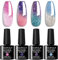Croitout UV Farbwechsel Gel Nagellack Set, Thermo Shellac Gellack Kit, Mehrfarbig Ablösbarer Nagelgel Farbgel Nagel, Chameleon Polish Set 4 x 7.3ml (4WB-014, 4WB-014)
