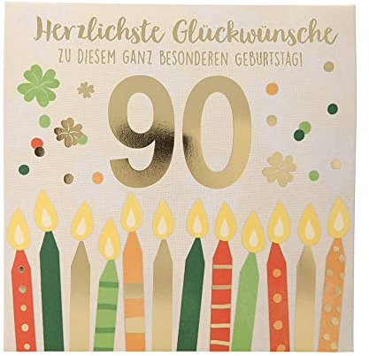Depesche 0011694-013 Pop-up Glückwunschkarte zum 90. Geburtstag Klappkarte mit Musik, Lichtelementen und einem originellen Spruch, Geburtstagskarte inkl. Umschlag, Format 15,5 x 15,5 cm, mehrfarbig