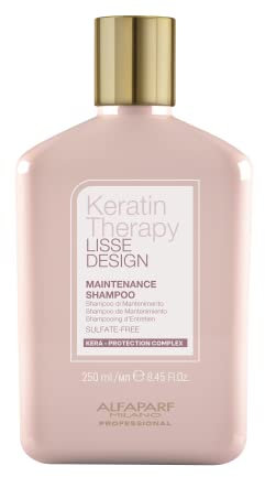 Alfaparf Milano Keratin Therapy Lisse Design, Shampoo di Mantenimento a Base di Cheratina e Collagene Vegetale, Deterge e Districa i Capelli, Prolunga i Risultati Post Trattamento Lisciante, 250ml