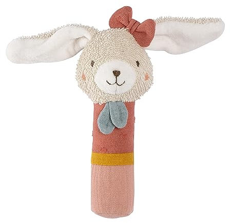 Fehn Hochet bébé fehnNatur Jouet Lapin - Jouet de motricité avec hochet pour attraper, câliner - Doudou hochet avec coton bio - Jouet pour bébés et jeunes enfants à partir de 0+ mois