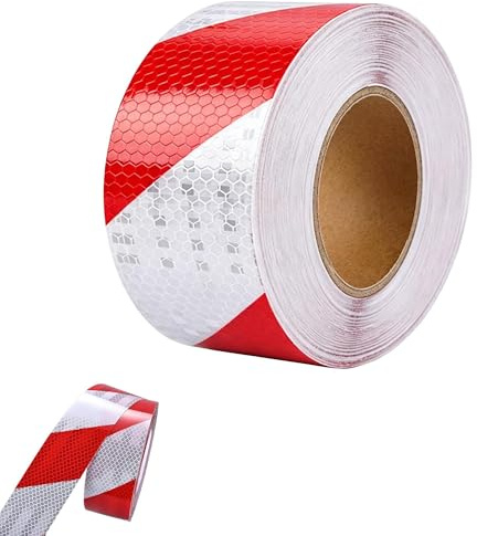 VntMQP 5CMX25M Nastro Autoadesivo Rosso Bianco Adesivi di Avvertimento Nastro Adesivi Riflettenti Nastro Riflettente per la Sicurezza Avvertenza